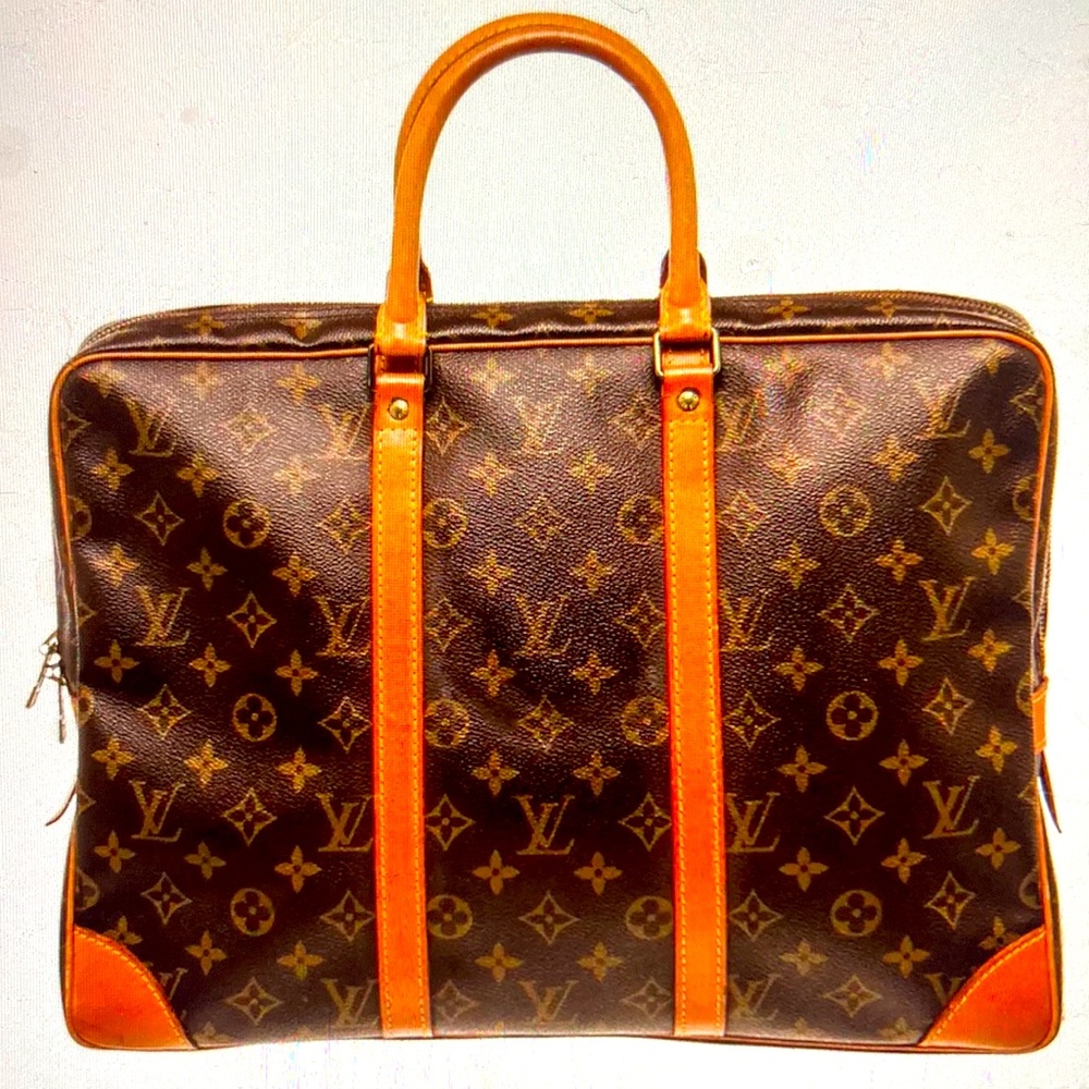Louis Vuitton Brown Porte Document Voyage Briefcase with material monogram